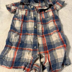 Plaid Short Sleeve Baby Romper